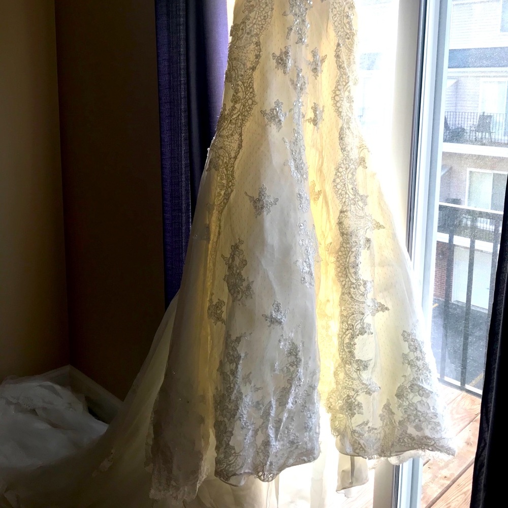 Wedding dress with extra long train